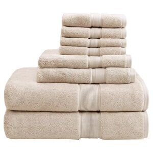 Madison Park 8 Piece Cotton Towel Set NEW Open Box item Natural Cream